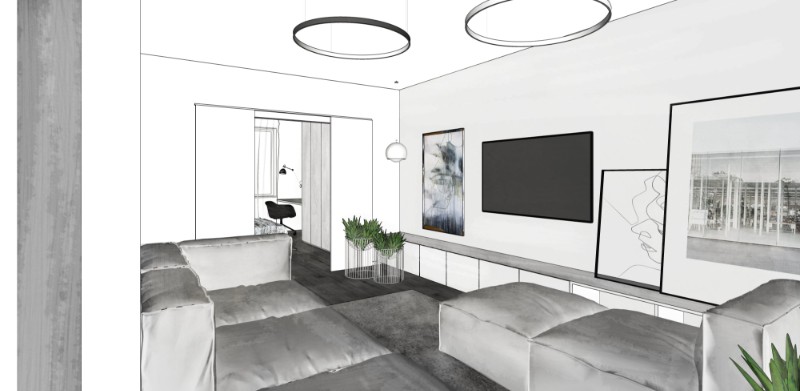 Návrh moderního obývacího pokoje